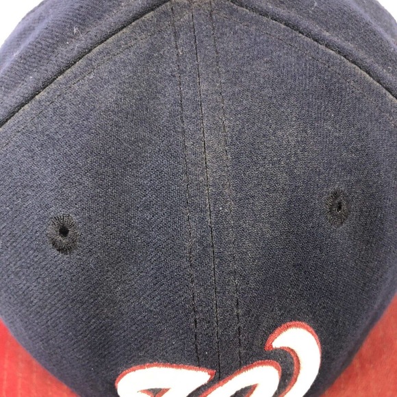 VTG Washington Nationals New Era On Field Fitted Hat Cap 7 3/8 USA Made Discolor - Picture 3 of 16